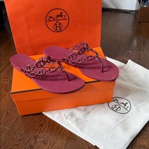 Hermes Burgundy Island Sandals